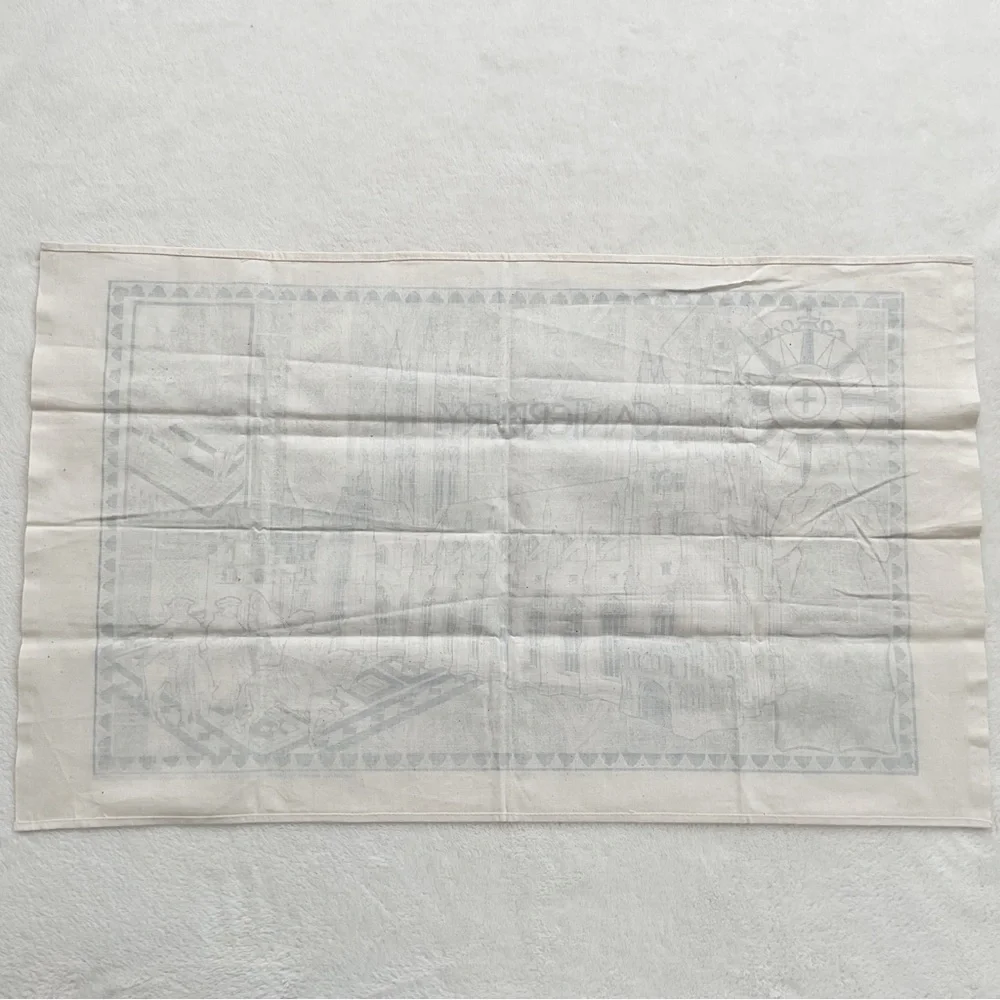 Vintage Canterbury Cathedral Tea Towel Stuart Morris Cotton Blue